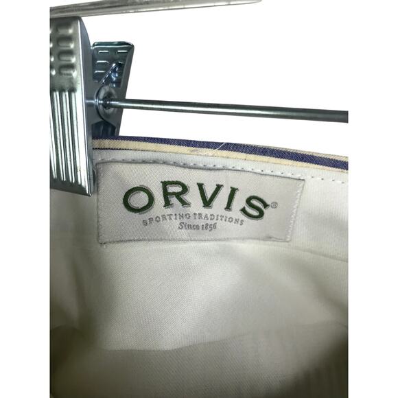 Orvis Pants Mens Size 34 Cream/slate‎ Blue Seersucker Straight Cut Flat Front - Picture 5 of 6